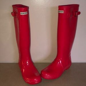 Hunter original tall gloss bright coral boots